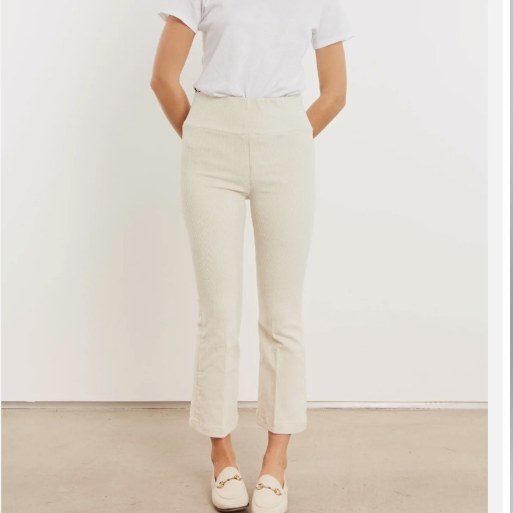 White/Cream SPRWMN Women’s Corduroy Crop Flare Pants in size S